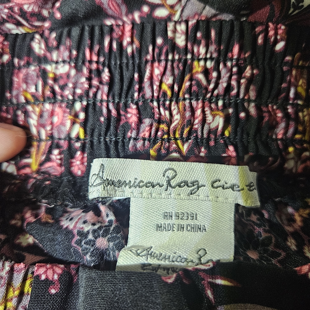 American Rag Black and Pink Floral Joggers - Picture 3 of 6